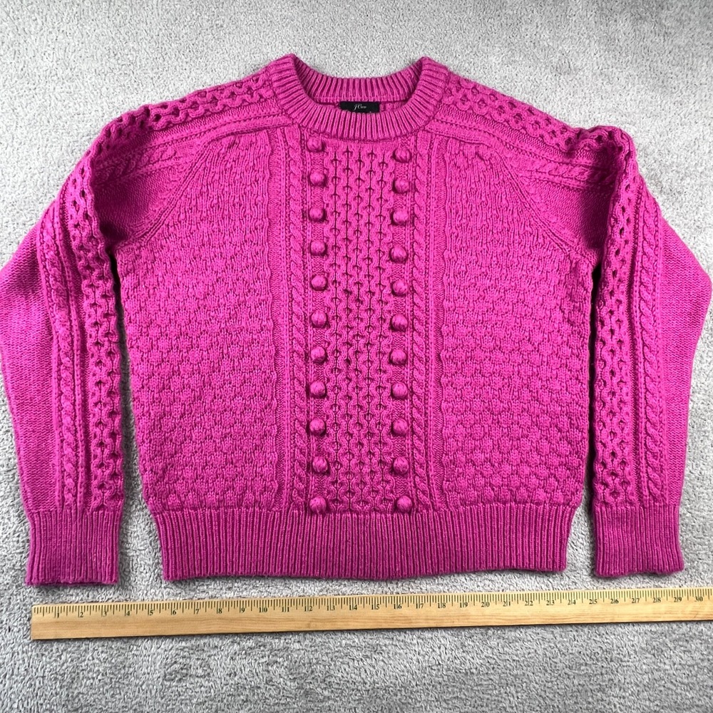 J.Crew Pink Cable‎ Knit Sweater Womens Large Preppy Chunky Textured Cozycore - Picture 10 of 14